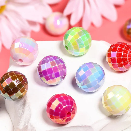 Acrylic UV plated color check beads disco beads 16MM