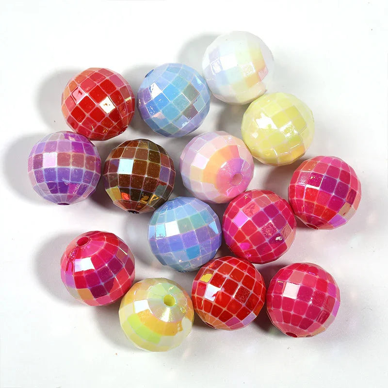 Acrylic UV plated color check beads disco beads 16MM