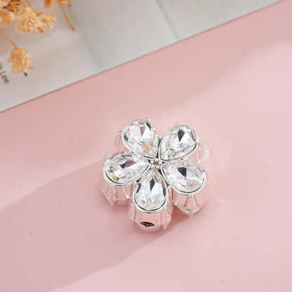 Silver Alloy Beads Double Sided Alloy Crystal Flowers