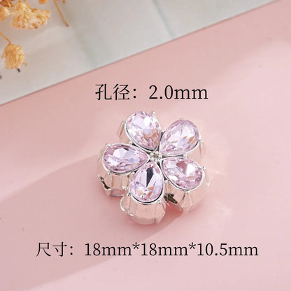 Silver Alloy Beads Double Sided Alloy Crystal Flowers