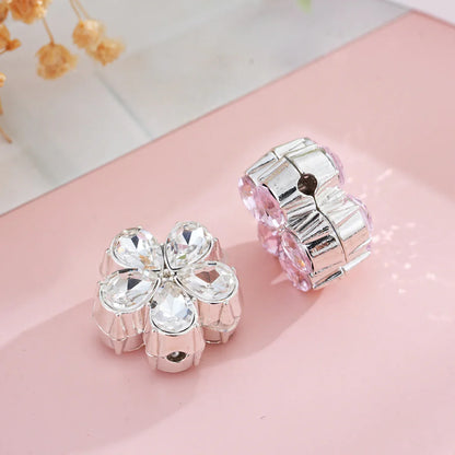 Silver Alloy Beads Double Sided Alloy Crystal Flowers