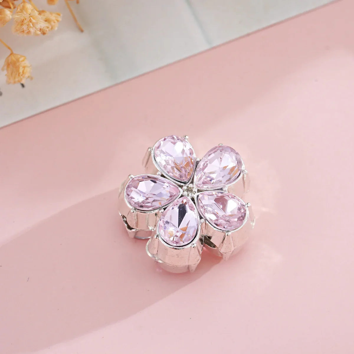 Silver Alloy Beads Double Sided Alloy Crystal Flowers