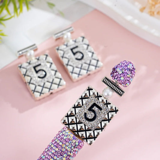 Silver Alloy Beads No. 5 perfume bottle straight hole beads