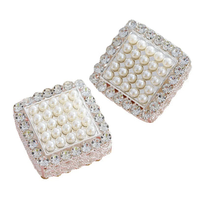 Silver Alloy Beads Pearl Square Straight Hole Beads