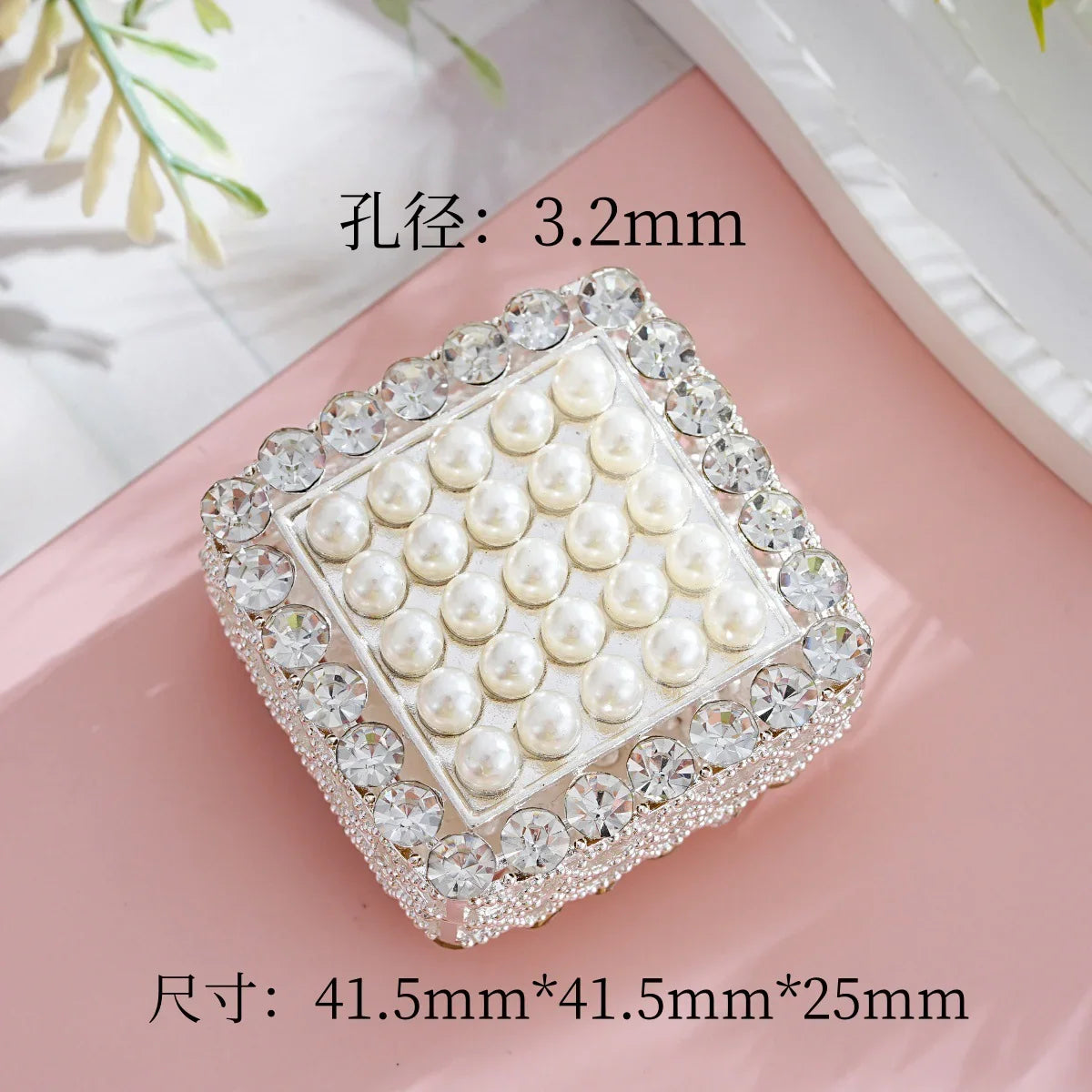 Silver Alloy Beads Pearl Square Straight Hole Beads