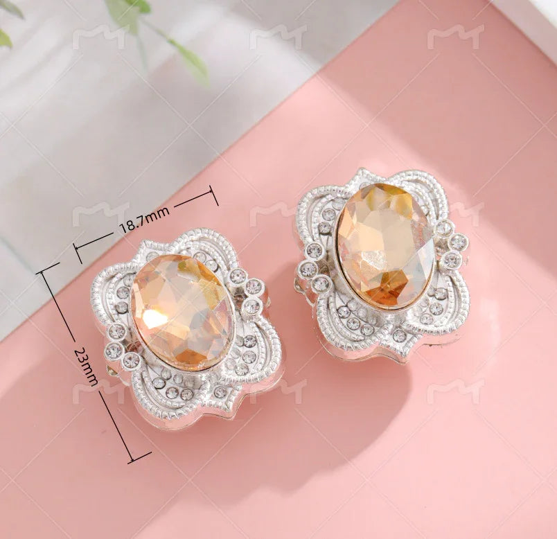 Silver Alloy Beads Diamond-studded gemstone straight hole beads