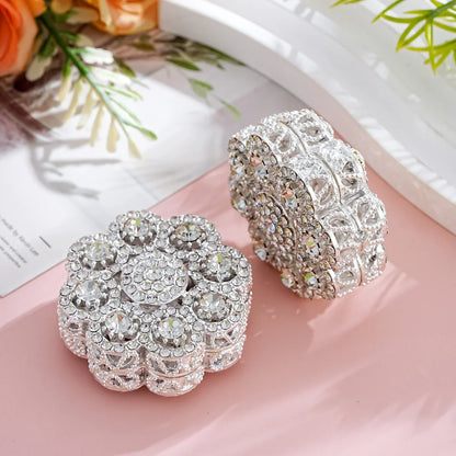 Luxury craft double-sided full diamond pearl flower straight hole beads