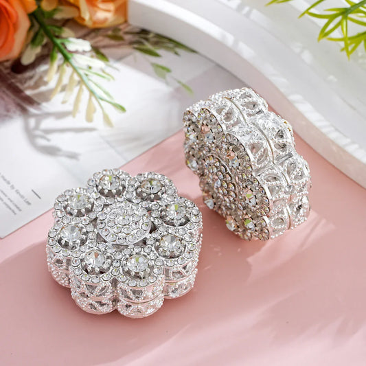 Luxury craft double-sided full diamond pearl flower straight hole beads