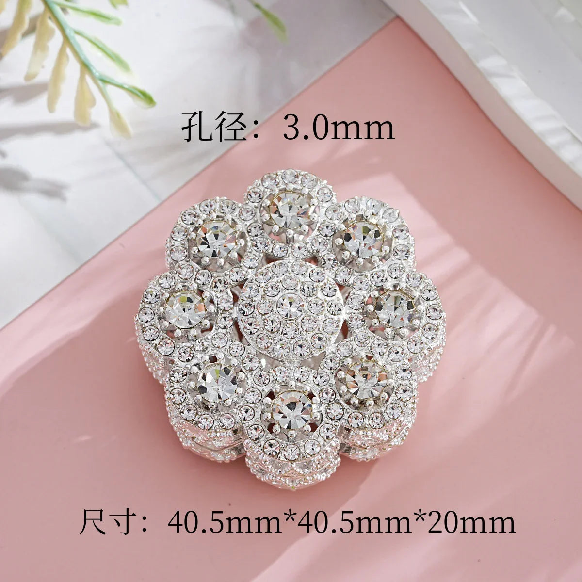 Luxury craft double-sided full diamond pearl flower straight hole beads