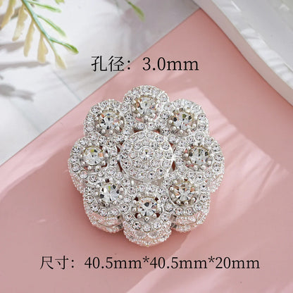 Luxury craft double-sided full diamond pearl flower straight hole beads