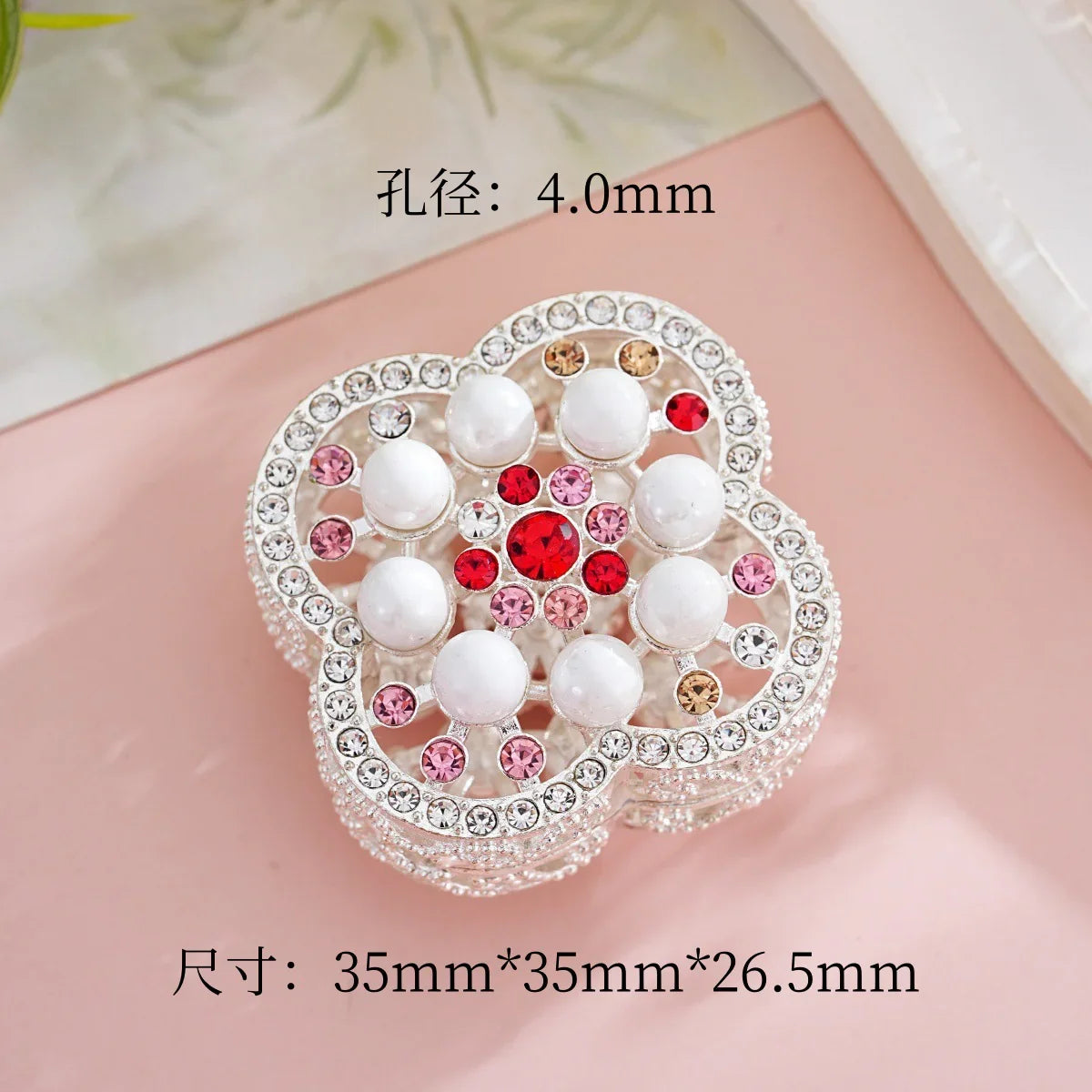 Luxury craft beads alloy double-sided colored diamond love