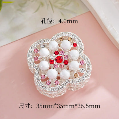 Luxury craft beads alloy double-sided colored diamond love
