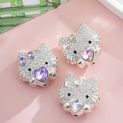 Double-sided diamond-encrusted kitten straight-hole beads