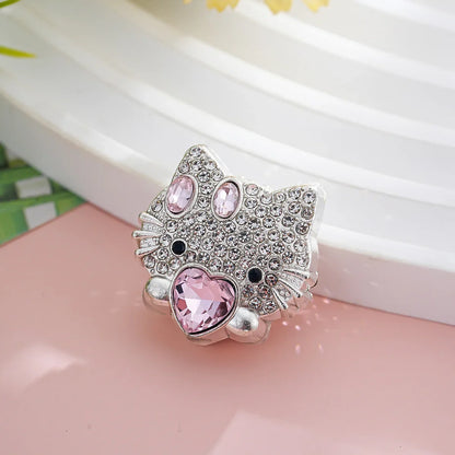 Double-sided diamond-encrusted kitten straight-hole beads