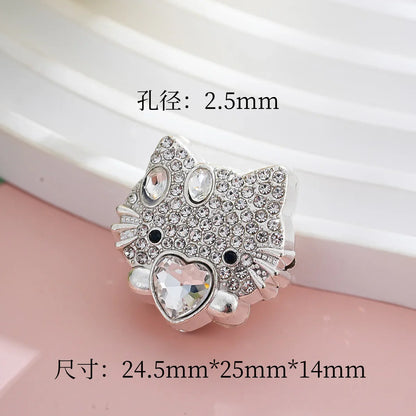 Double-sided diamond-encrusted kitten straight-hole beads