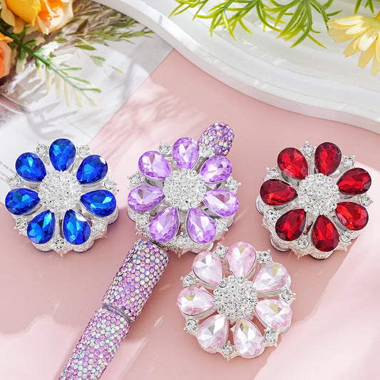 Silver Alloy Beads Double-sided crystal large flower diamond ball straight hole beads