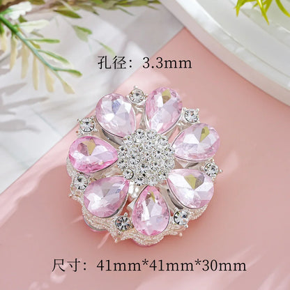 Silver Alloy Beads Double-sided crystal large flower diamond ball straight hole beads