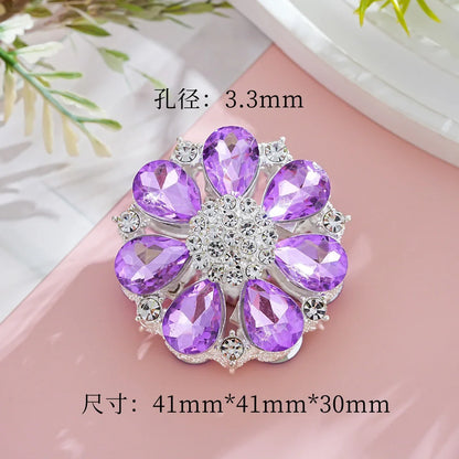 Silver Alloy Beads Double-sided crystal large flower diamond ball straight hole beads