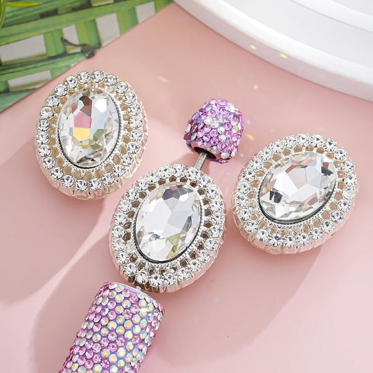 Vintage Alloy Oval Rhinestone Disc Drill Buckle