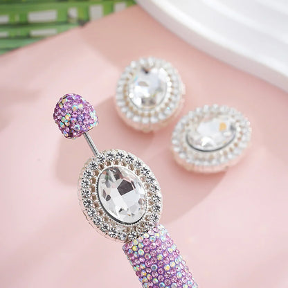Vintage Alloy Oval Rhinestone Disc Drill Buckle