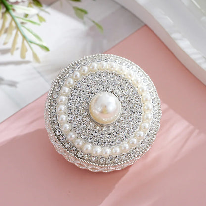 Silver Alloy Beads Large Button Pearl Straight Beaded