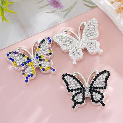 Silver Alloy Beads Diamond butterfly straight hole beads