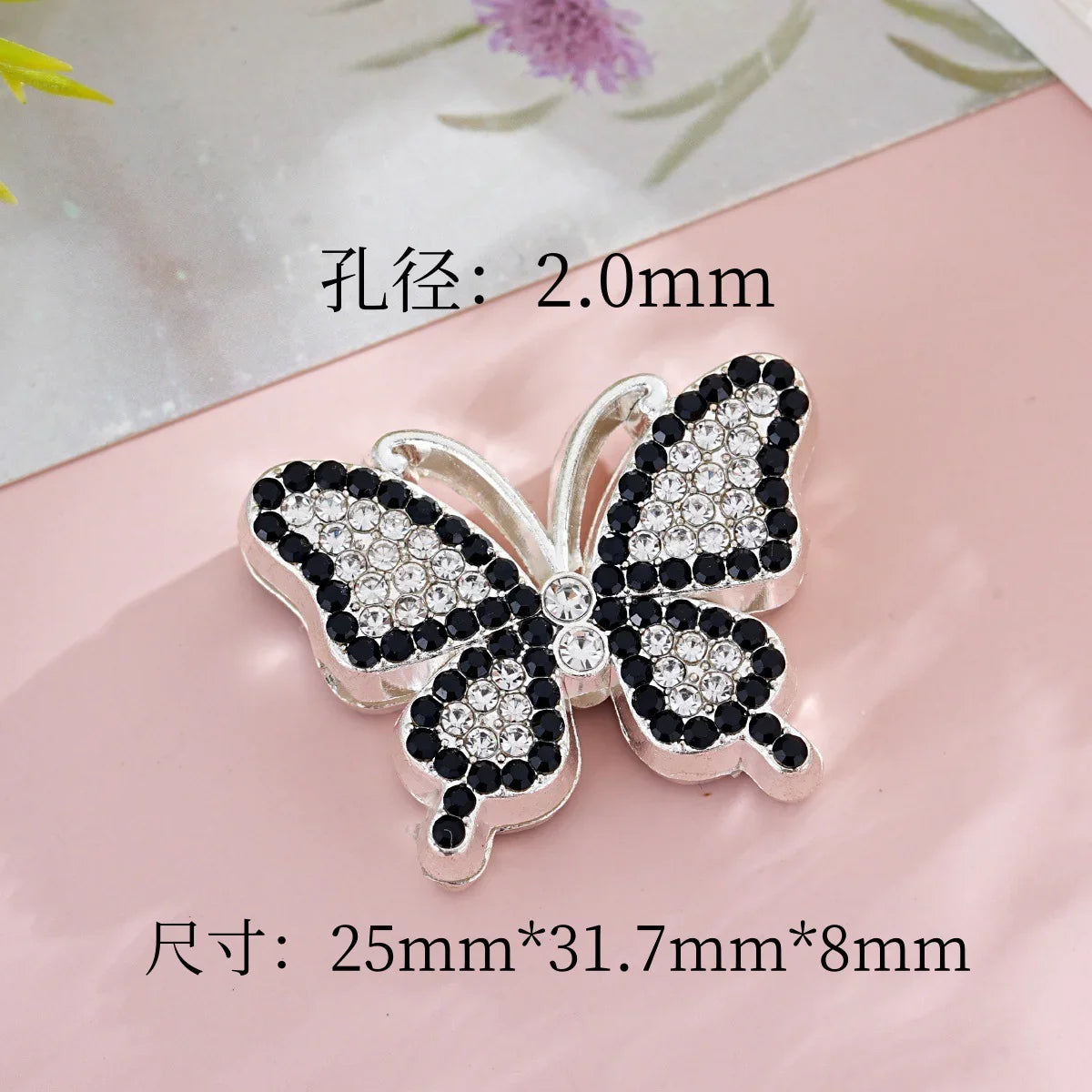 Silver Alloy Beads Diamond butterfly straight hole beads