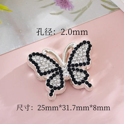 Silver Alloy Beads Diamond butterfly straight hole beads