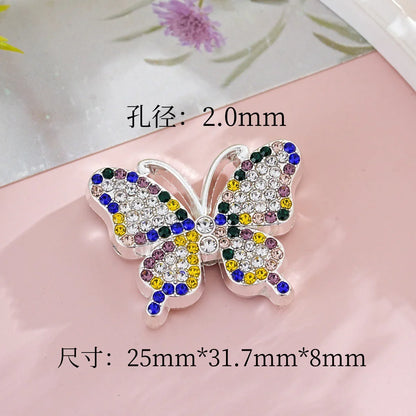 Silver Alloy Beads Diamond butterfly straight hole beads