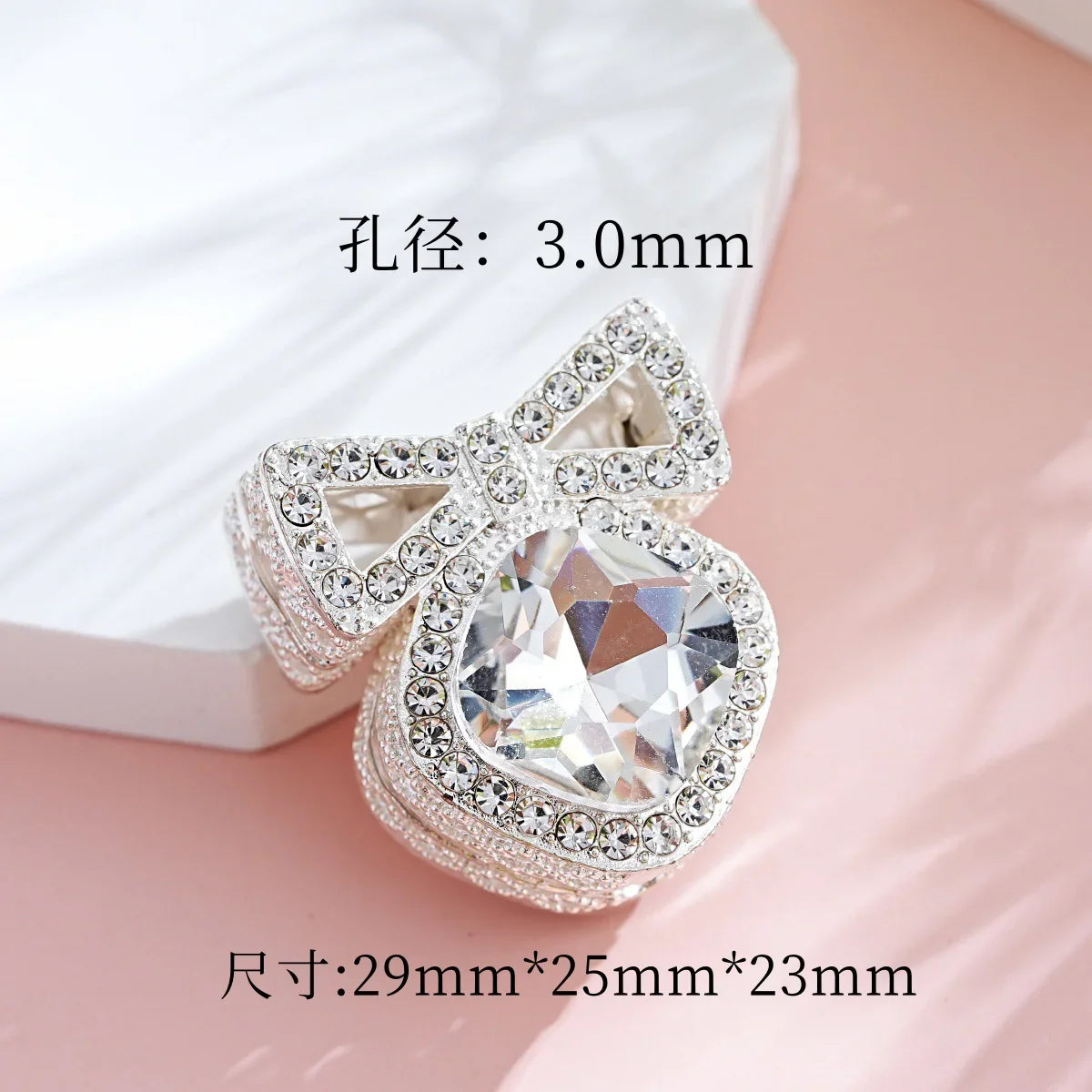 Silver Alloy Beads Double-sided alloy bow bell drill ball straight hole beads
