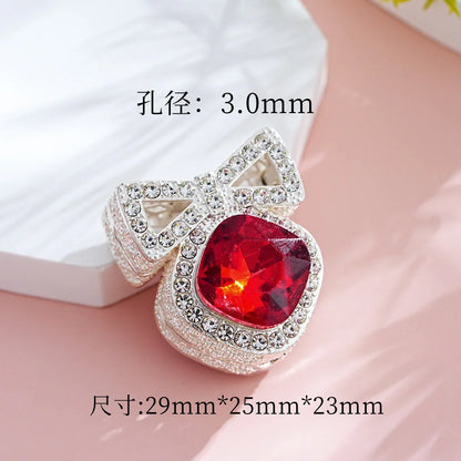 Silver Alloy Beads Double-sided alloy bow bell drill ball straight hole beads