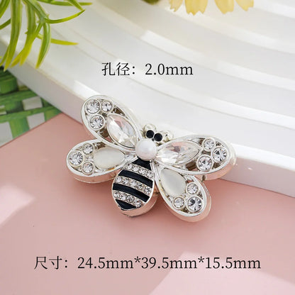 Silver Alloy Beads Alloy double-sided crystal drop oil bee straight hole beads