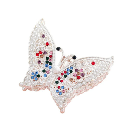 Silver Alloy Beads Large Colored Diamond Butterfly Beads