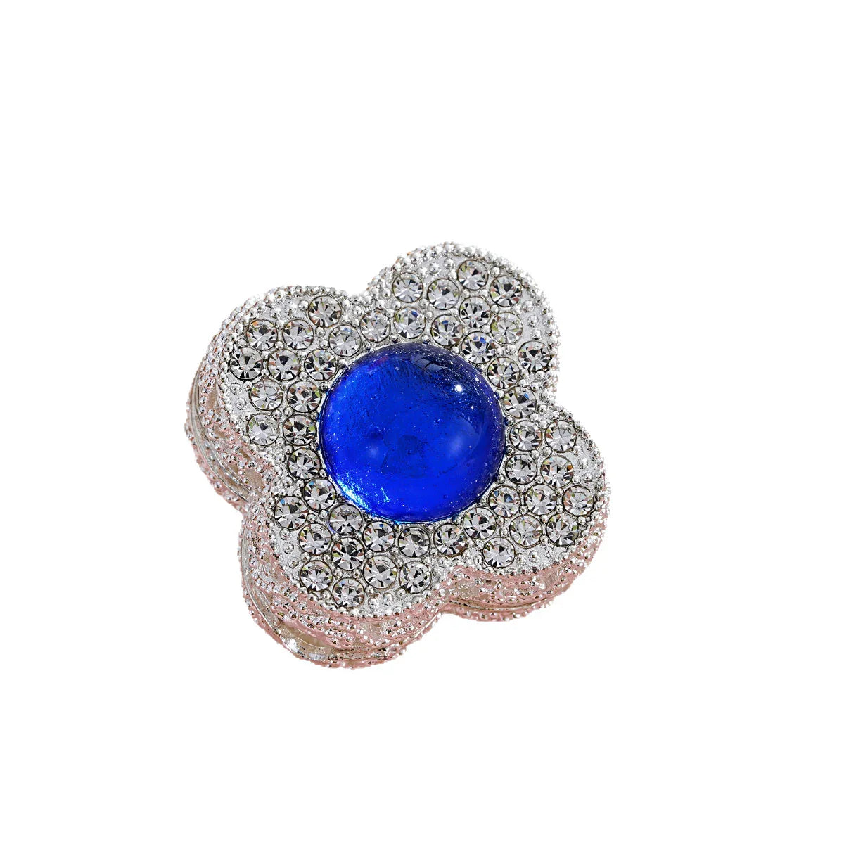 Silver Alloy Beads Double-sided crystal large four-leaf clover straight hole beads
