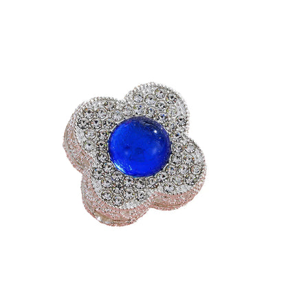 Silver Alloy Beads Double-sided crystal large four-leaf clover straight hole beads