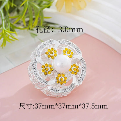 Silver Alloy Beads Alloy double-sided yellow diamond love