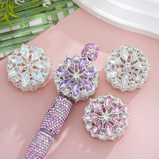 Silver Alloy Beads Diamond-encrusted Cherry Blossom Straight Beads