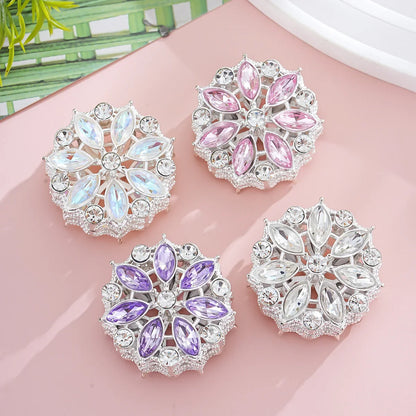 Silver Alloy Beads Diamond-encrusted Cherry Blossom Straight Beads