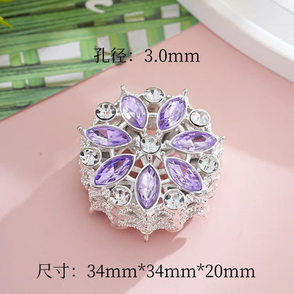 Silver Alloy Beads Diamond-encrusted Cherry Blossom Straight Beads