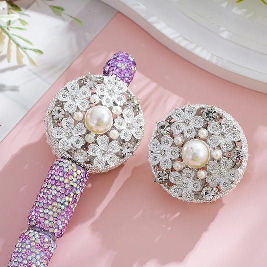 Silver Alloy Beads Diamond Pearl Flower Straight Beads