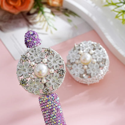 Silver Alloy Beads Diamond Pearl Flower Straight Beads
