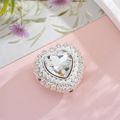 Diamond-encrusted colorful double-sided alloy love heart-shaped beads