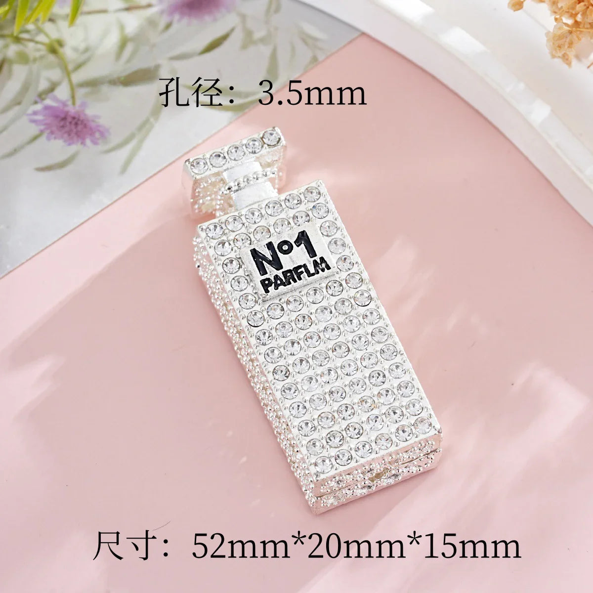 Silver Alloy Beads Full-drilled perfume bottle with straight holes and beads