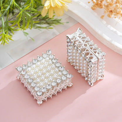 Diamond-encrusted square straight-hole beads