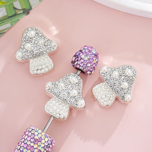 Pearl mushroom straight hole beads