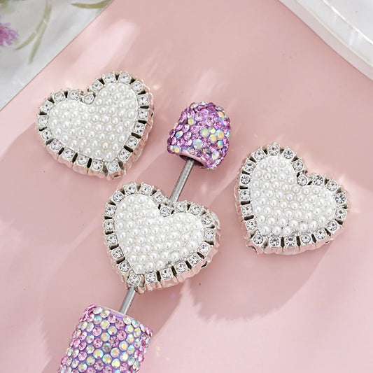 Alloy Full-diamond Love-shaped Beaded Pen