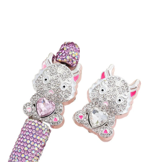 Diamond-encrusted Little Dragon Man Straight Hole Beads