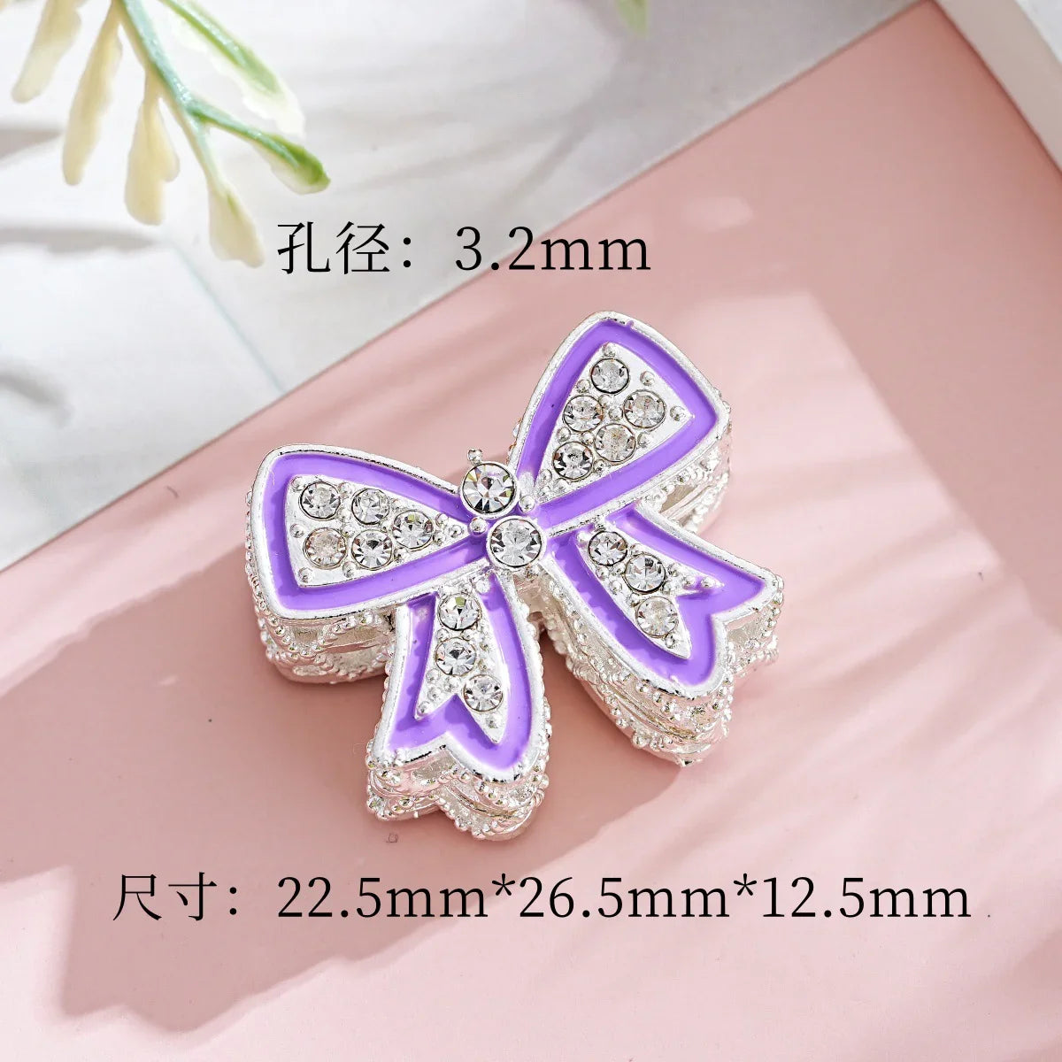 Silver Alloy Beads Diamond Bow Butterfly Straight Bead
