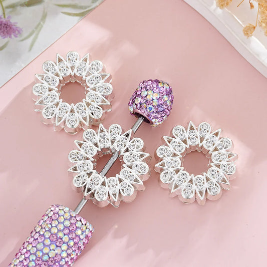 Silver Alloy Beads Wrapped Bead Ring Porous Bead