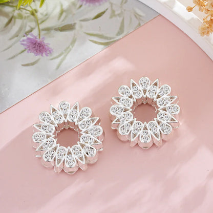 Silver Alloy Beads Wrapped Bead Ring Porous Bead